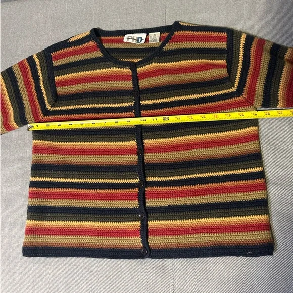 Vtg Multicolor Striped Women's Cardigan Sweater Small - Picture 6 of 9